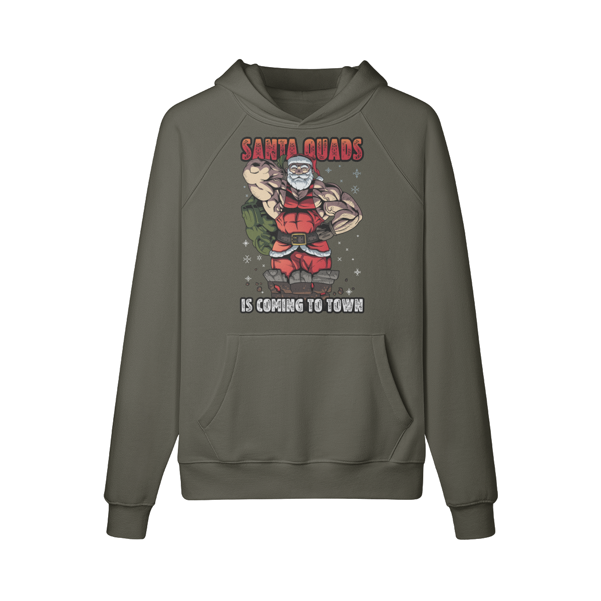 SANTA QUADS IS COMING TO TOWN- Hoodie-Charcoal Grey-League of Lifters