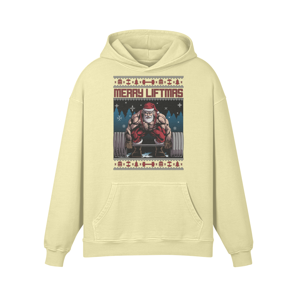 MERRY LIFTMAS- Oversized Hoodie-Pale Spring Bud-League of Lifters