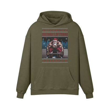MERRY LIFTMAS- Oversized Hoodie-Olive Green-League of Lifters