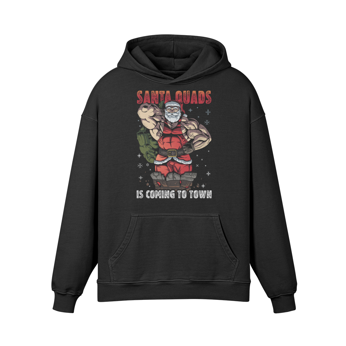 SANTA QUADS IS COMING TO TOWN- Oversized Hoodie-Faded Black-League of Lifters