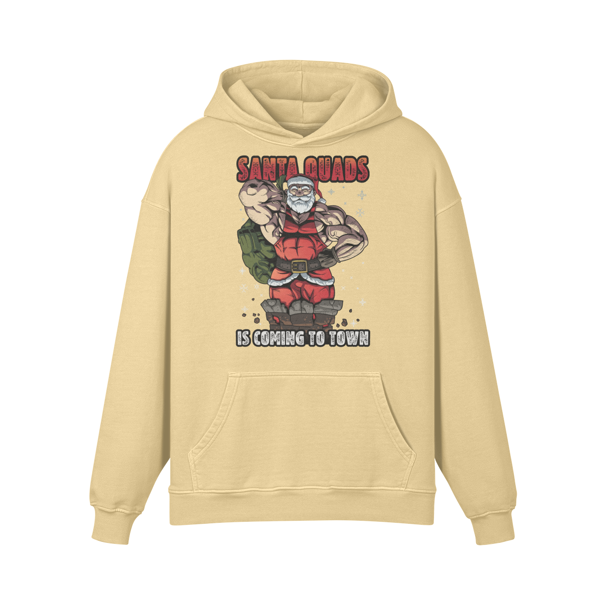 SANTA QUADS IS COMING TO TOWN- Oversized Hoodie-Desert Sand-League of Lifters