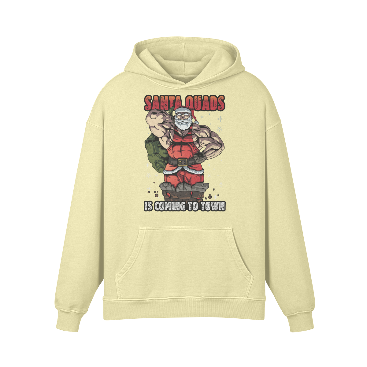 SANTA QUADS IS COMING TO TOWN- Oversized Hoodie-Pale Spring Bud-League of Lifters