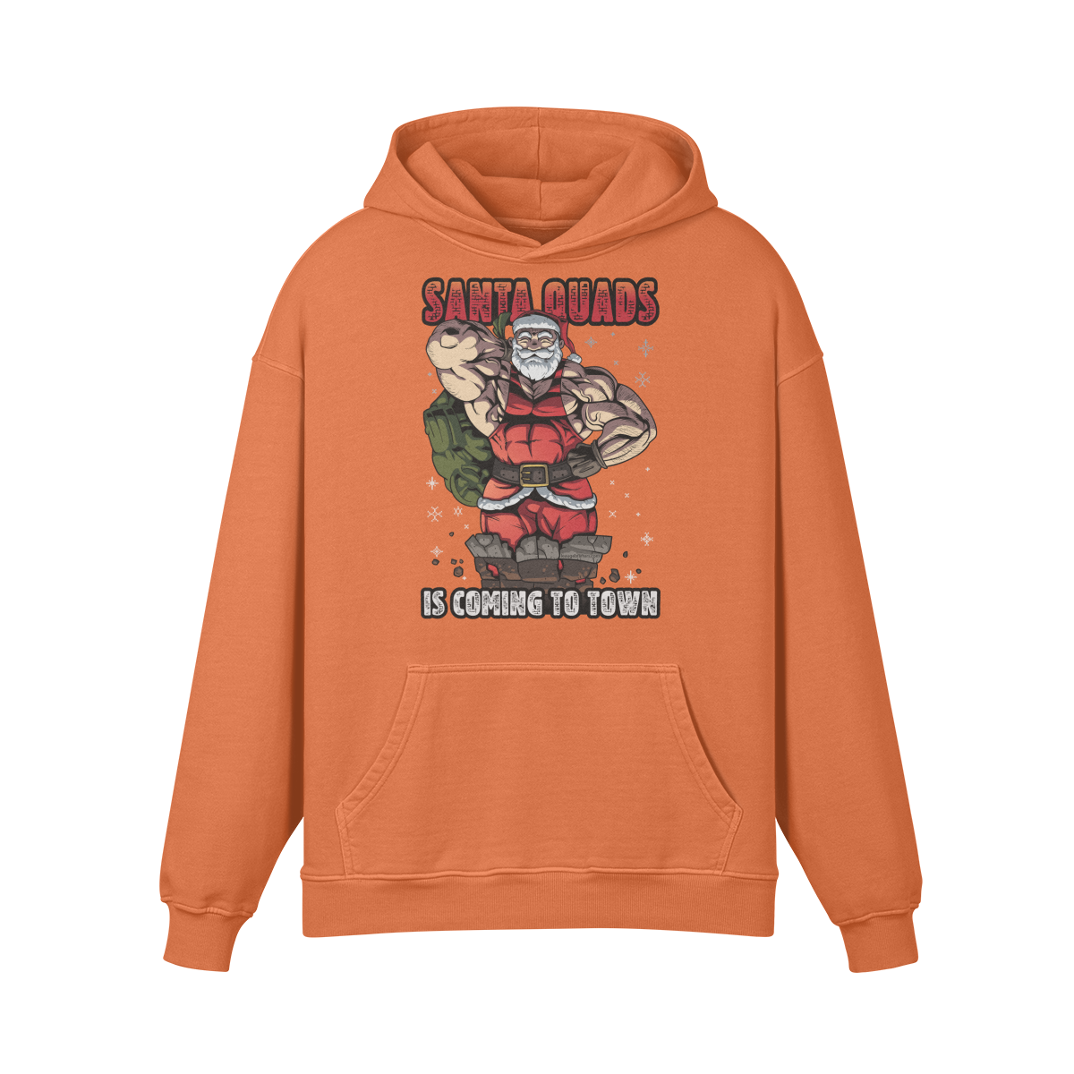 SANTA QUADS IS COMING TO TOWN- Oversized Hoodie-Copper Red-League of Lifters