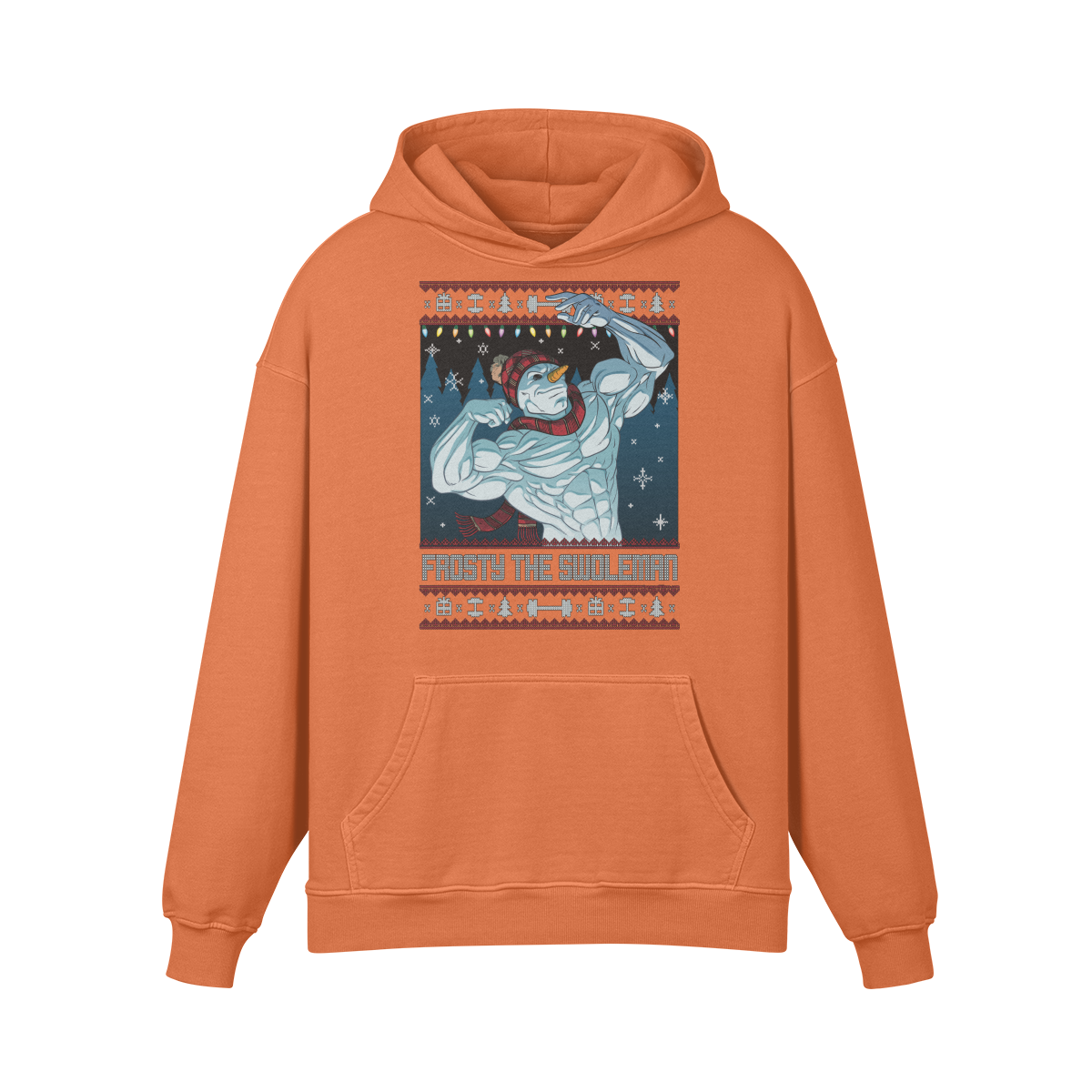 FROSTY THE SWOLEMAN- Oversized Hoodie-Copper Red-League of Lifters