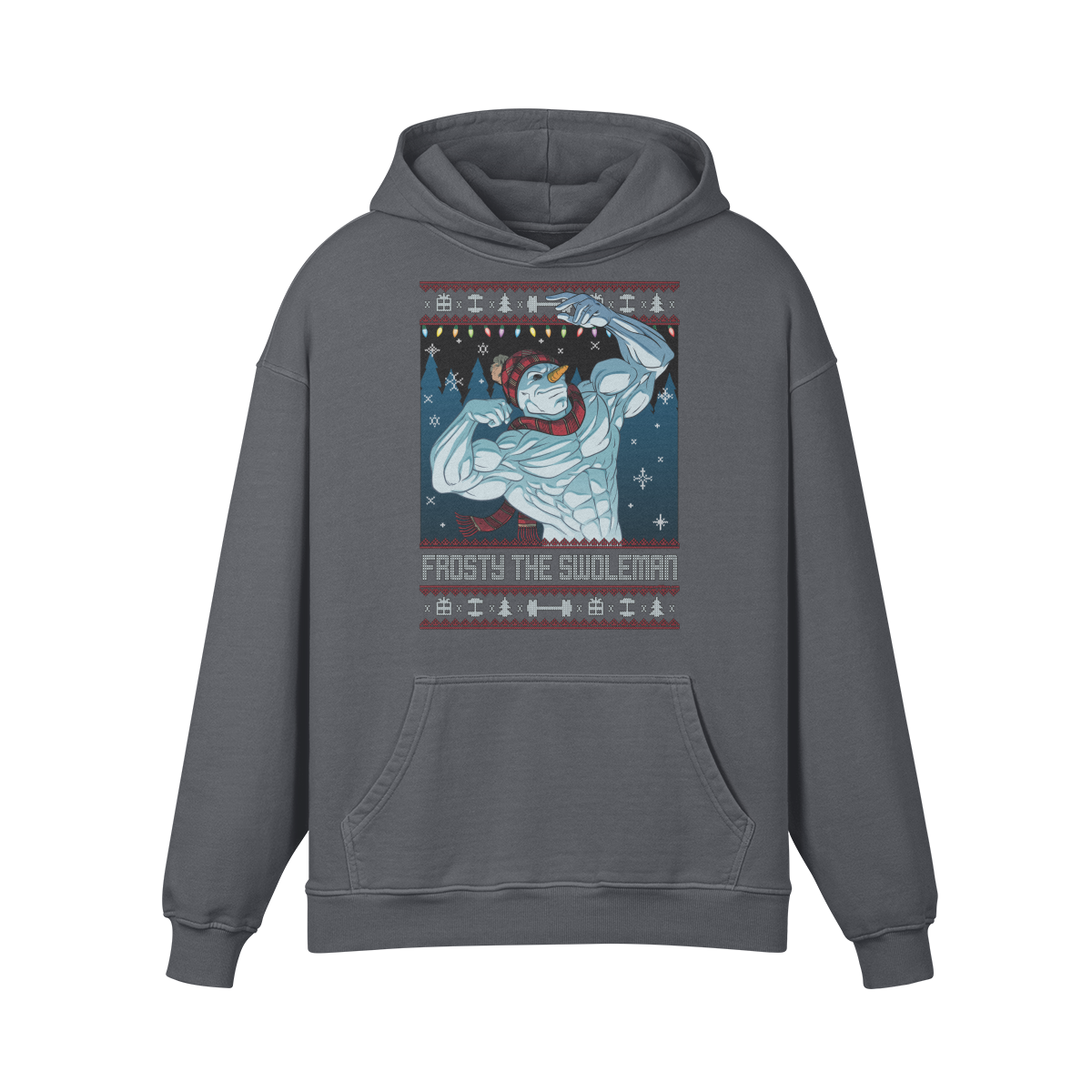 FROSTY THE SWOLEMAN- Oversized Hoodie-Carbon Gray-League of Lifters