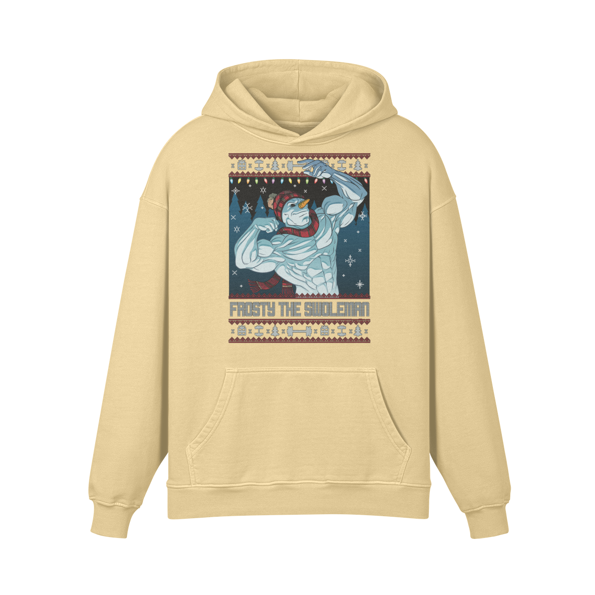 FROSTY THE SWOLEMAN- Oversized Hoodie-Desert Sand-League of Lifters