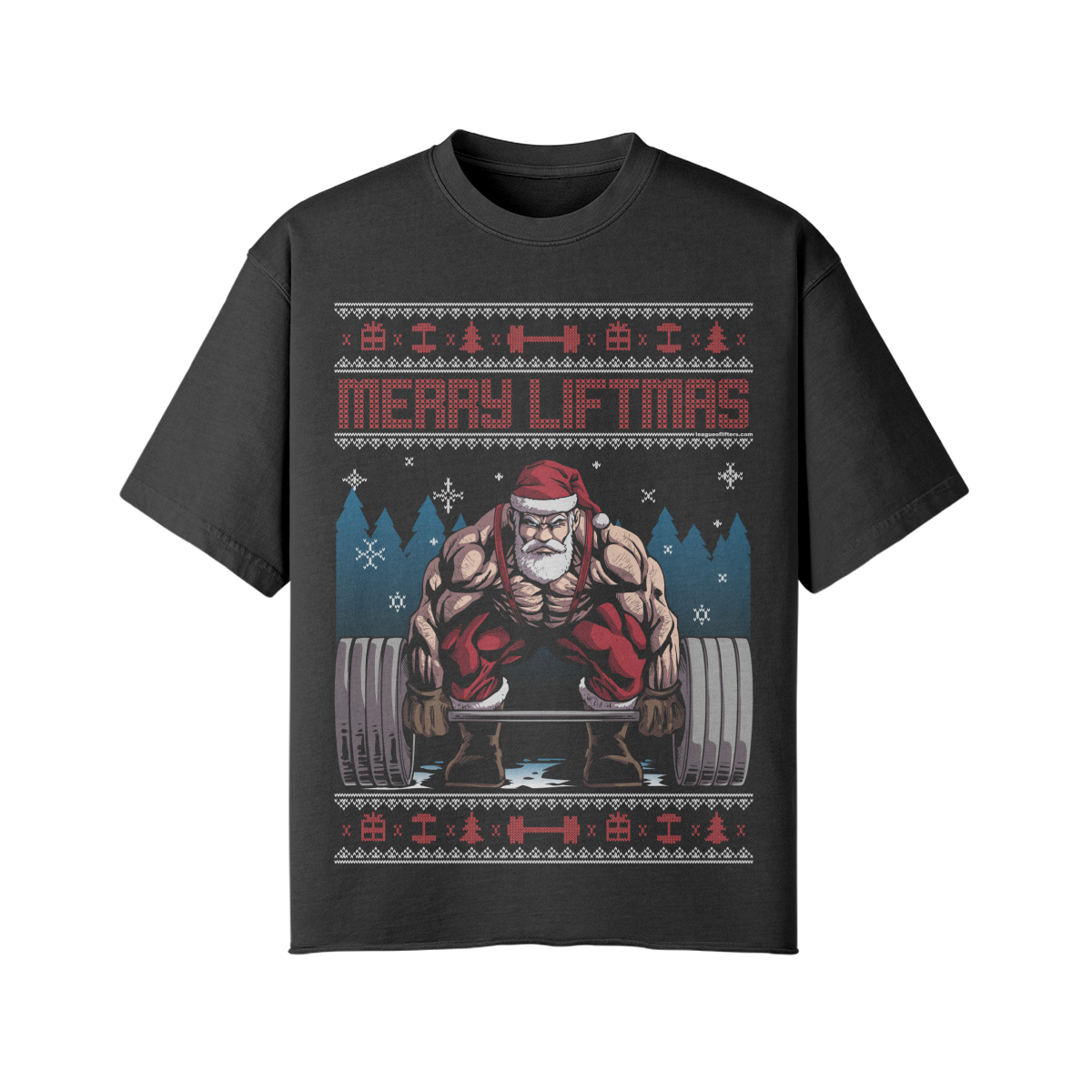 MERRY LIFTMAS- Pump Top-Faded Black-League of Lifters
