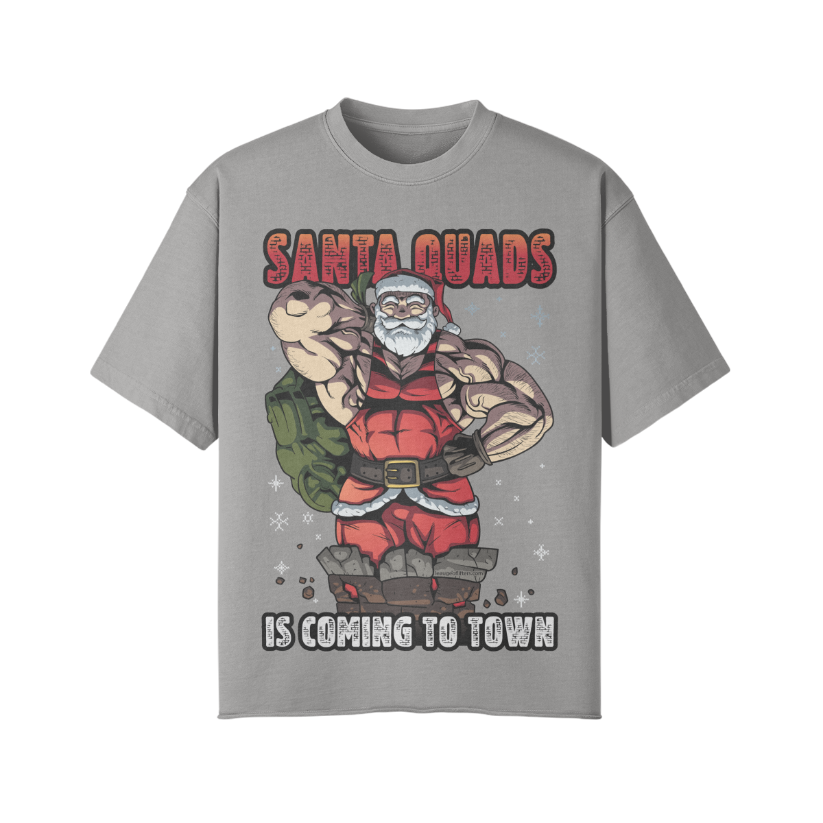 SANTA QUADS IS COMING TO TOWN- Pump Top-Light Gray-League of Lifters