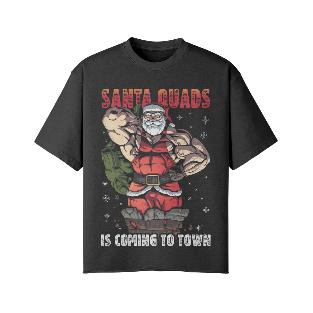 SANTA QUADS IS COMING TO TOWN- Pump Top-Faded Black-League of Lifters
