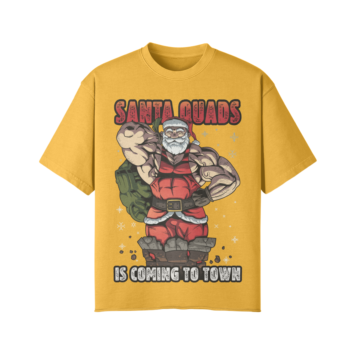 SANTA QUADS IS COMING TO TOWN- Pump Top-Vintage Yellow-League of Lifters