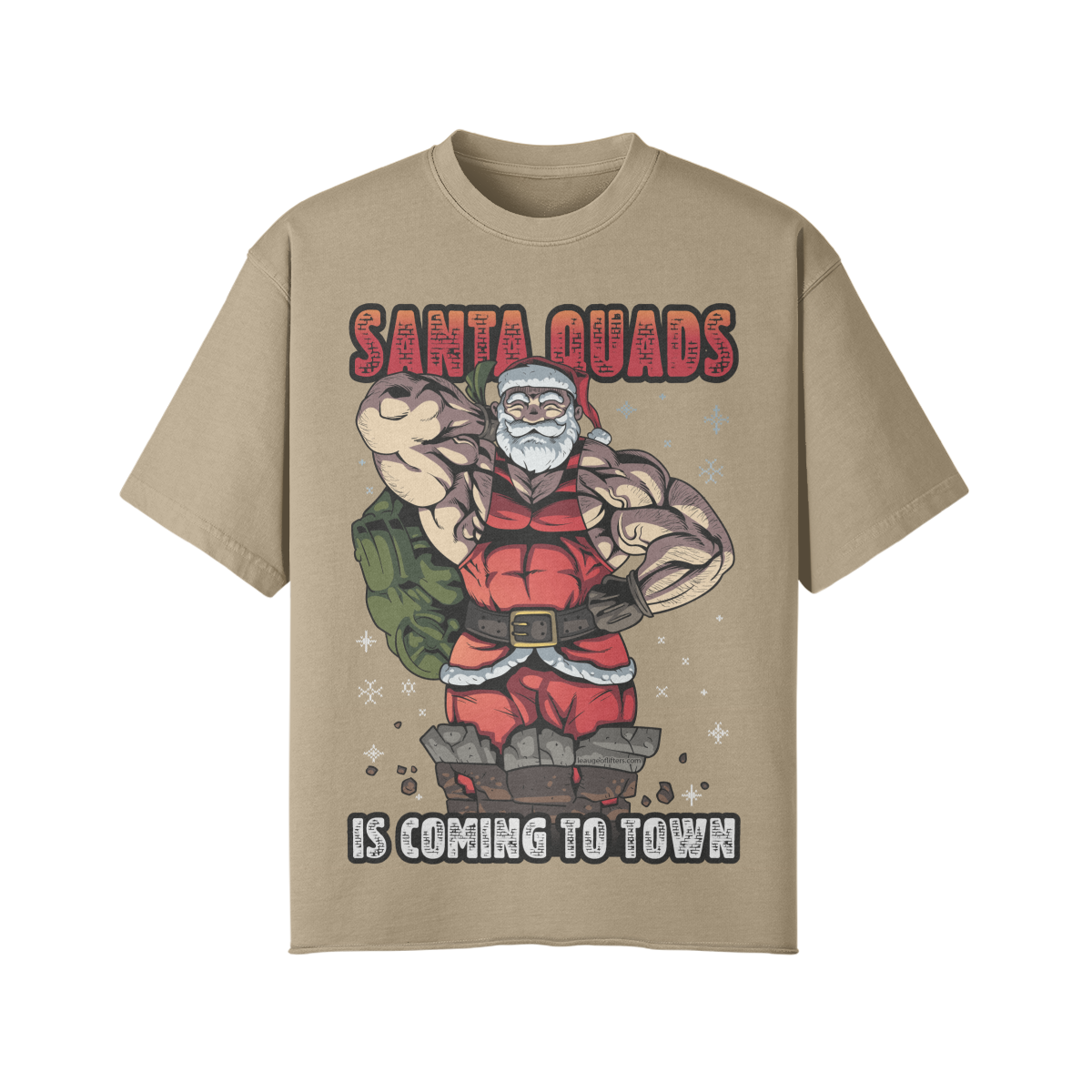 SANTA QUADS IS COMING TO TOWN- Pump Top-Khaki-League of Lifters