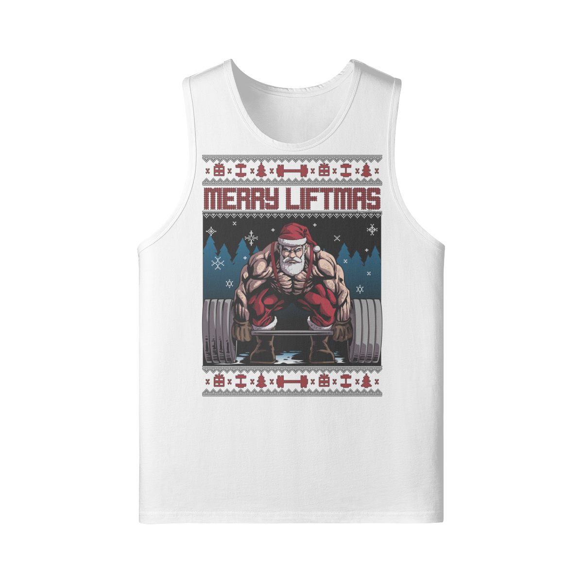 MERRY LIFTMAS- Tank Top-White-League of Lifters