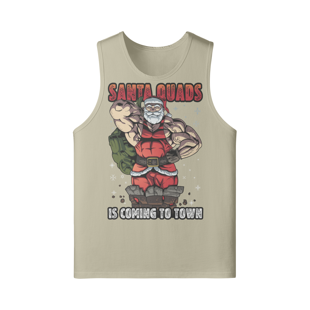 SANTA QUADS IS COMING TO TOWN- Tank Top-Rice Apricot-League of Lifters