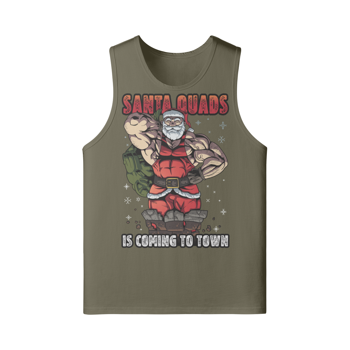 SANTA QUADS IS COMING TO TOWN- Tank Top-Camel-League of Lifters