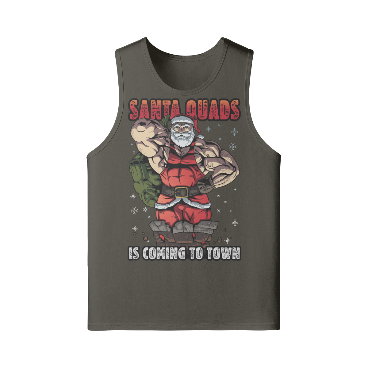 SANTA QUADS IS COMING TO TOWN- Tank Top-Charcoal Grey-League of Lifters