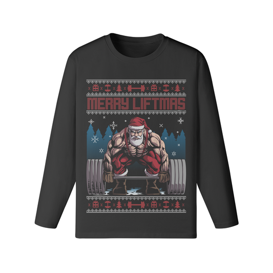 MERRY LIFTMAS- Classic Long Sleeve Top-Black-League of Lifters