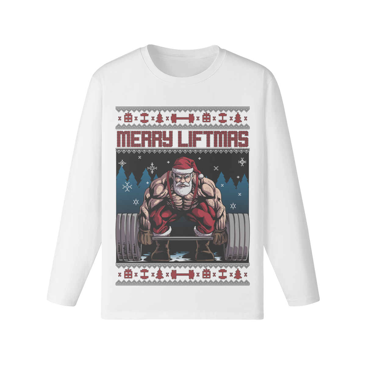 MERRY LIFTMAS- Classic Long Sleeve Top-White-League of Lifters