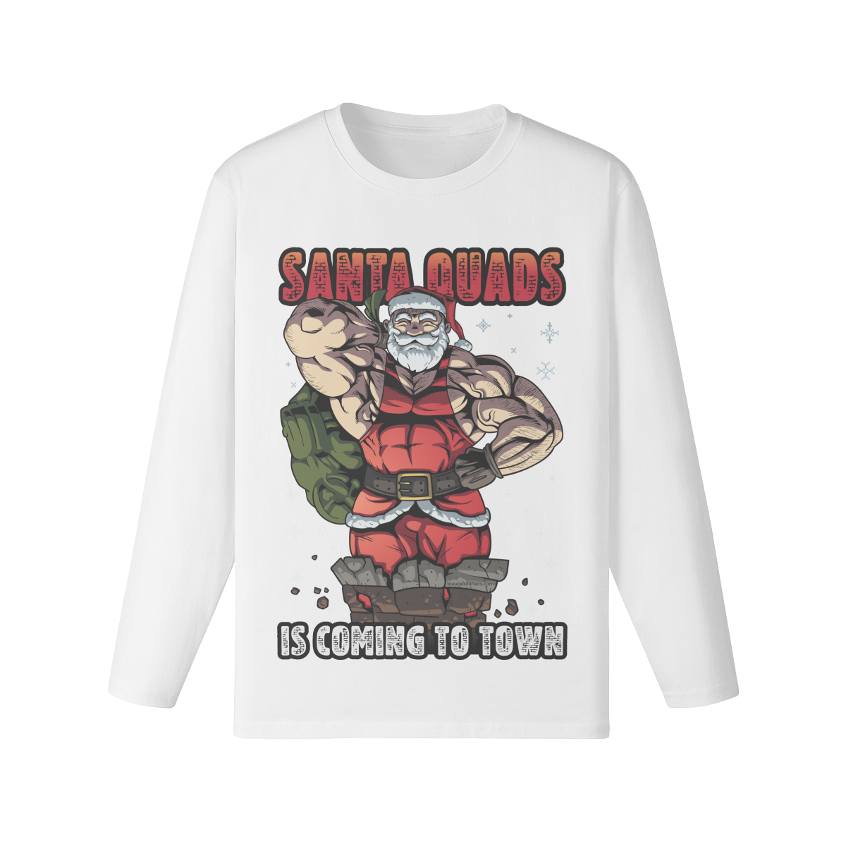 SANTA QUADS IS COMING TO TOWN- Classic Long Sleeve Top-White-League of Lifters