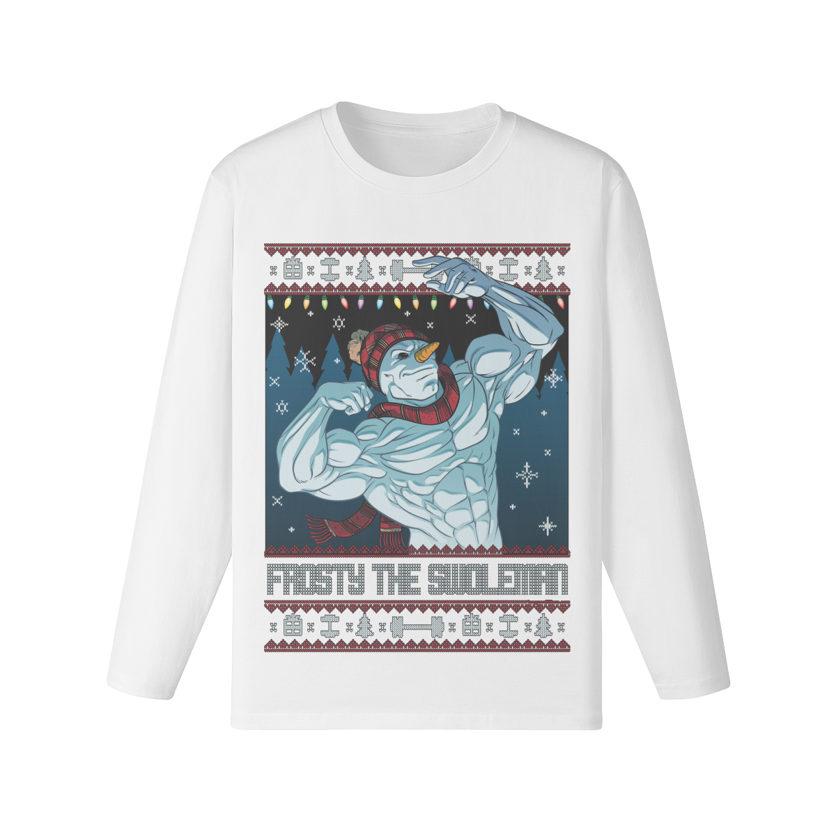 FROSTY THE SWOLEMAN- Classic Long Sleeve Top-White-League of Lifters