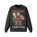 SANTA QUADS IS COMING TO TOWN- Oversized Long Sleeve Sweatshirt-Faded Black-League of Lifters