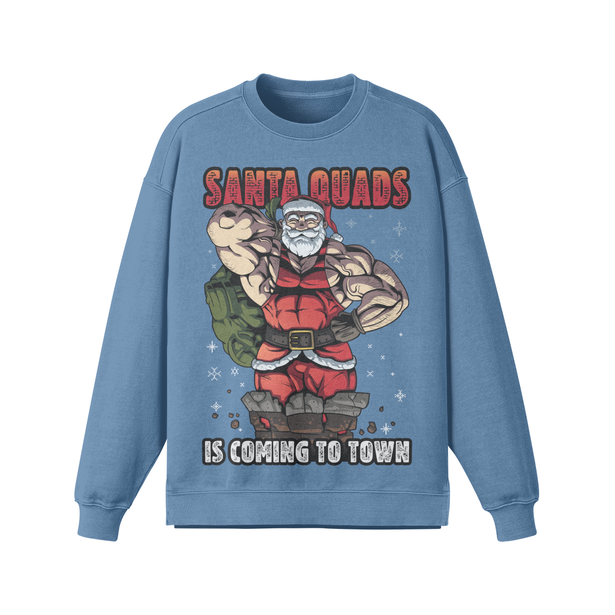 SANTA QUADS IS COMING TO TOWN- Oversized Long Sleeve Sweatshirt-Slate Blue-League of Lifters