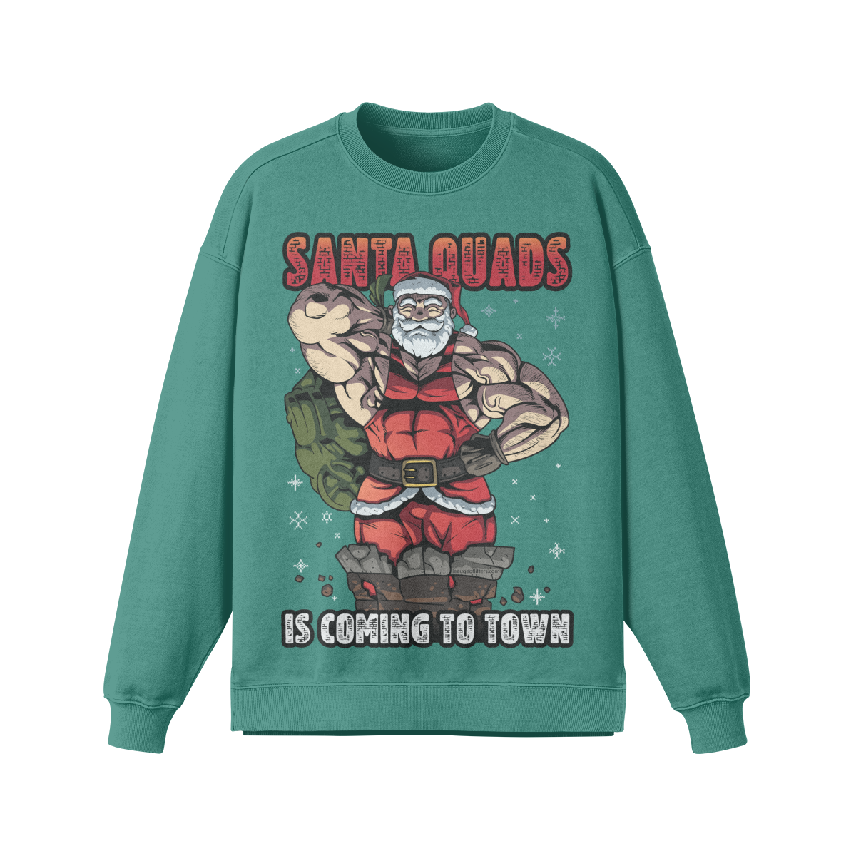 SANTA QUADS IS COMING TO TOWN- Oversized Long Sleeve Sweatshirt-Wintergreen Dream-League of Lifters