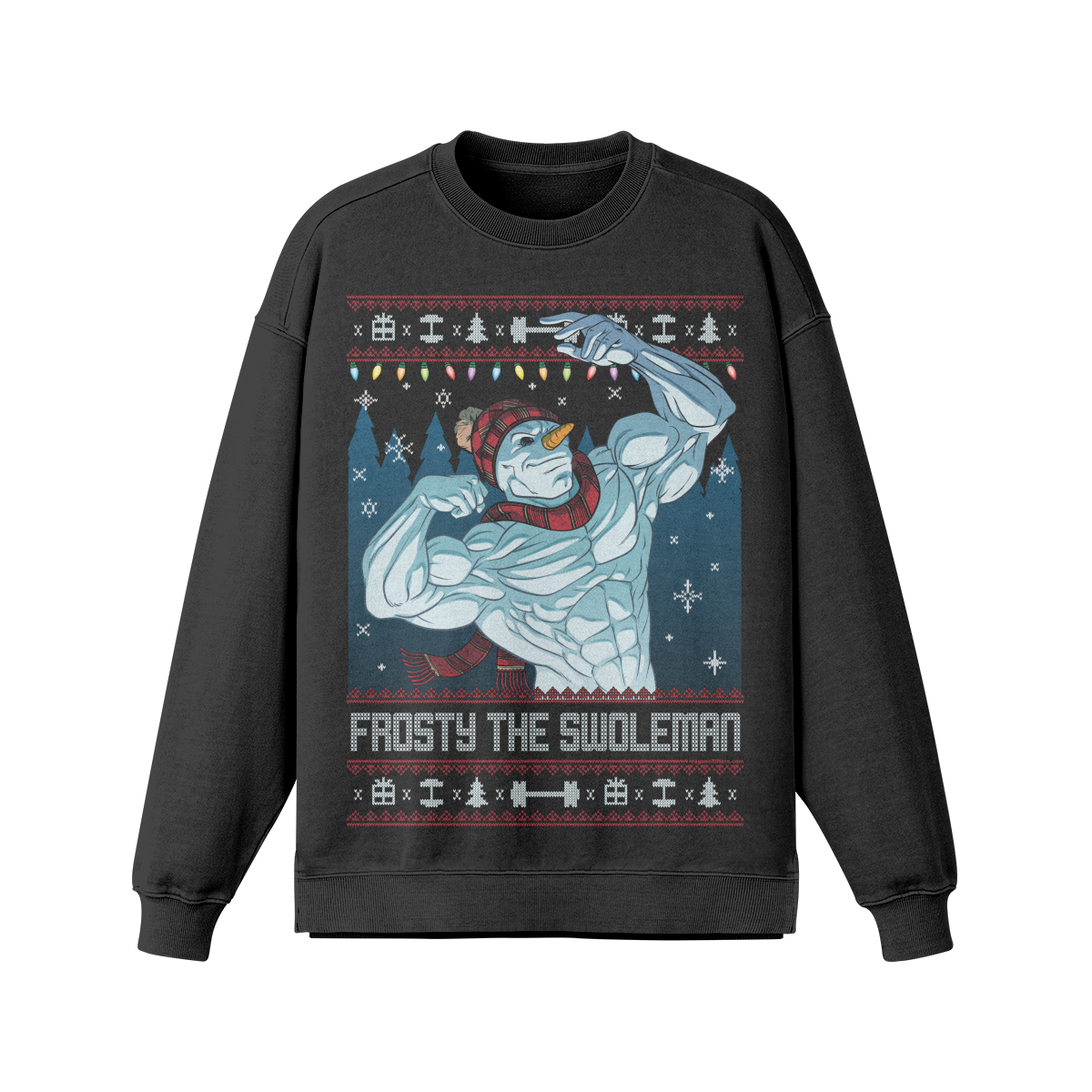 FROSTY THE SWOLEMAN- Oversized Long Sleeve Sweatshirt-Faded Black-League of Lifters