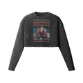 MERRY LIFTMAS- Womens Long Sleeve Crop Top-Faded Black-League of Lifters