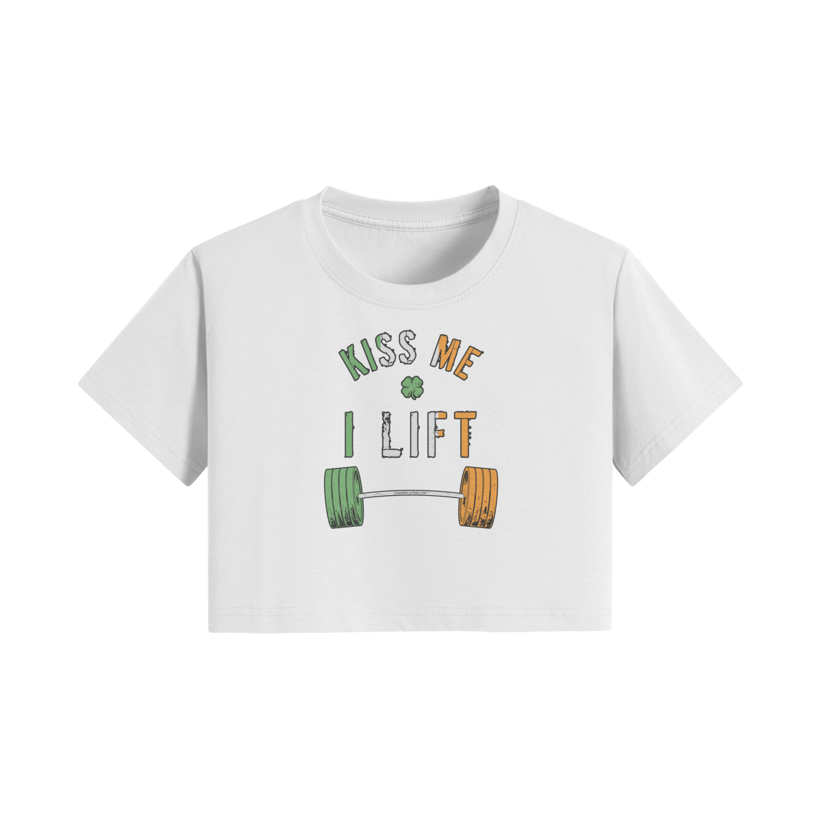 KISS ME I LIFT- Womens Crop Top-White-League of Lifters