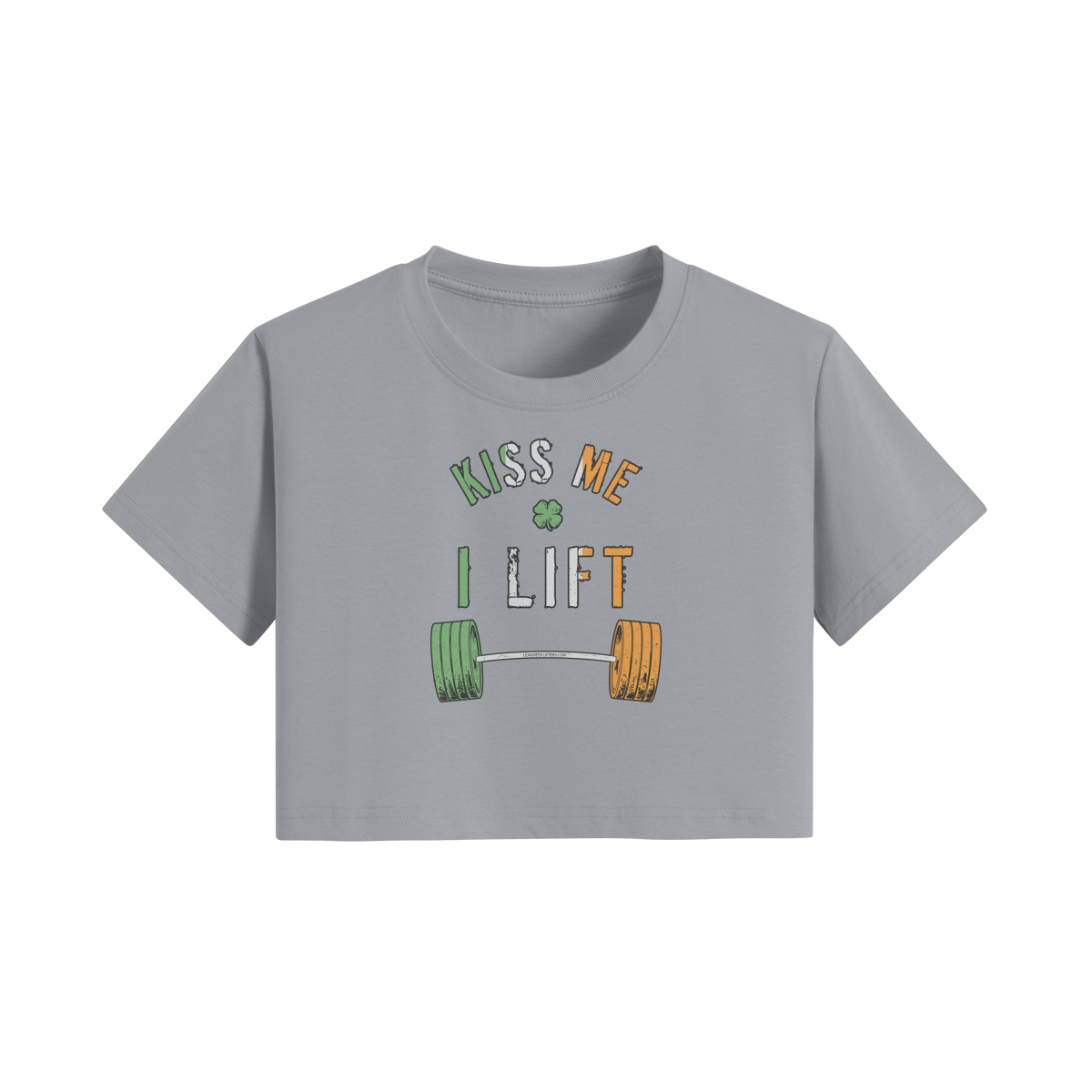 KISS ME I LIFT- Womens Crop Top-Light Gray-League of Lifters