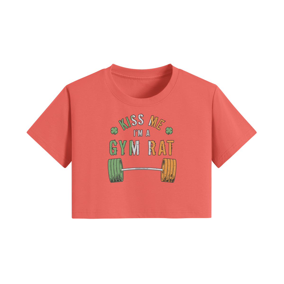 KISS ME I'M A GYM RAT- Womens Crop Top-Grapefruit Red-League of Lifters