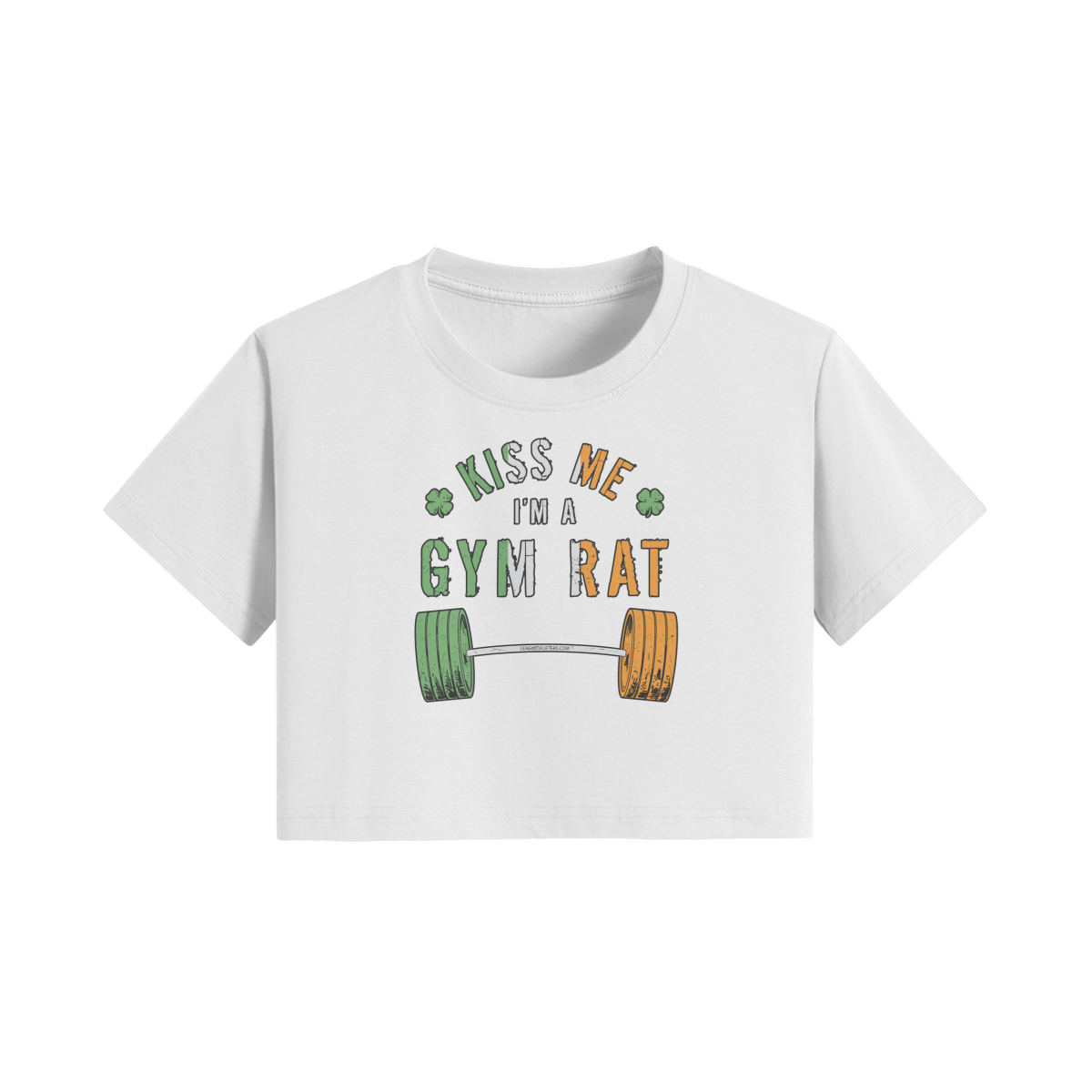 KISS ME I'M A GYM RAT- Womens Crop Top-White-League of Lifters