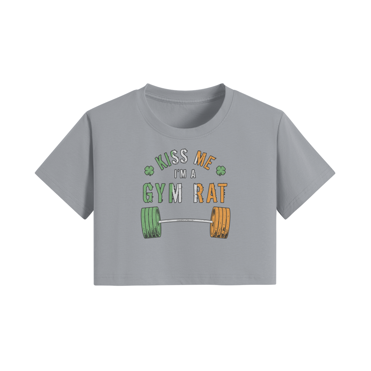 KISS ME I'M A GYM RAT- Womens Crop Top-Light Gray-League of Lifters
