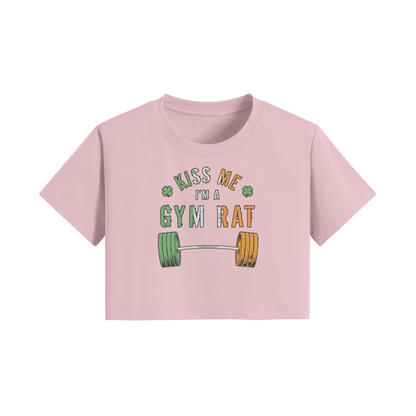 KISS ME I'M A GYM RAT- Womens Crop Top-Pink-League of Lifters