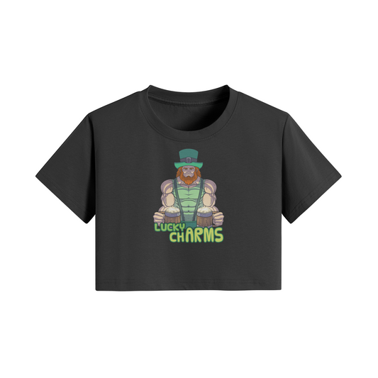 LUCKY CHARMS- Womens Crop Top-Black-League of Lifters