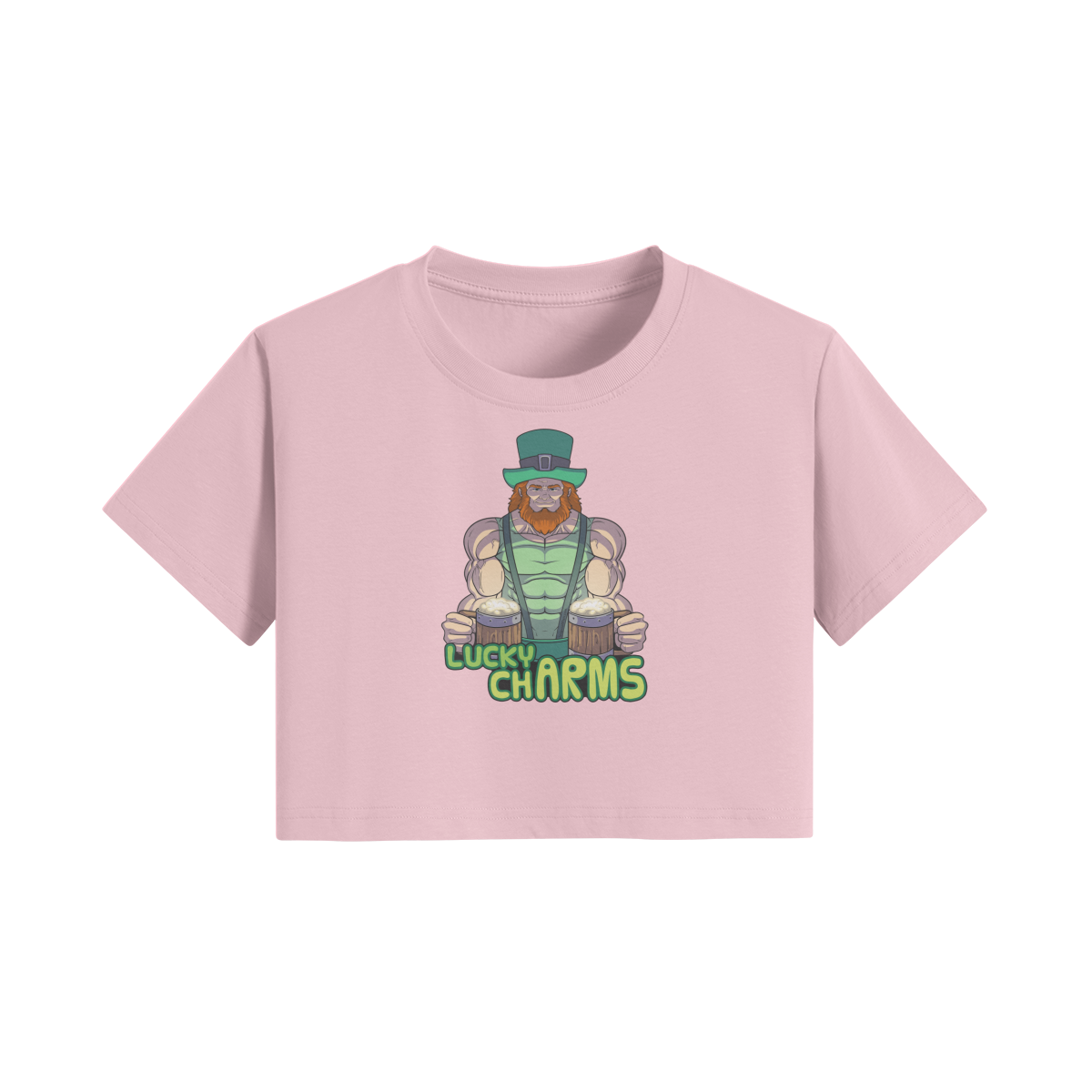 LUCKY CHARMS- Womens Crop Top-Pink-League of Lifters