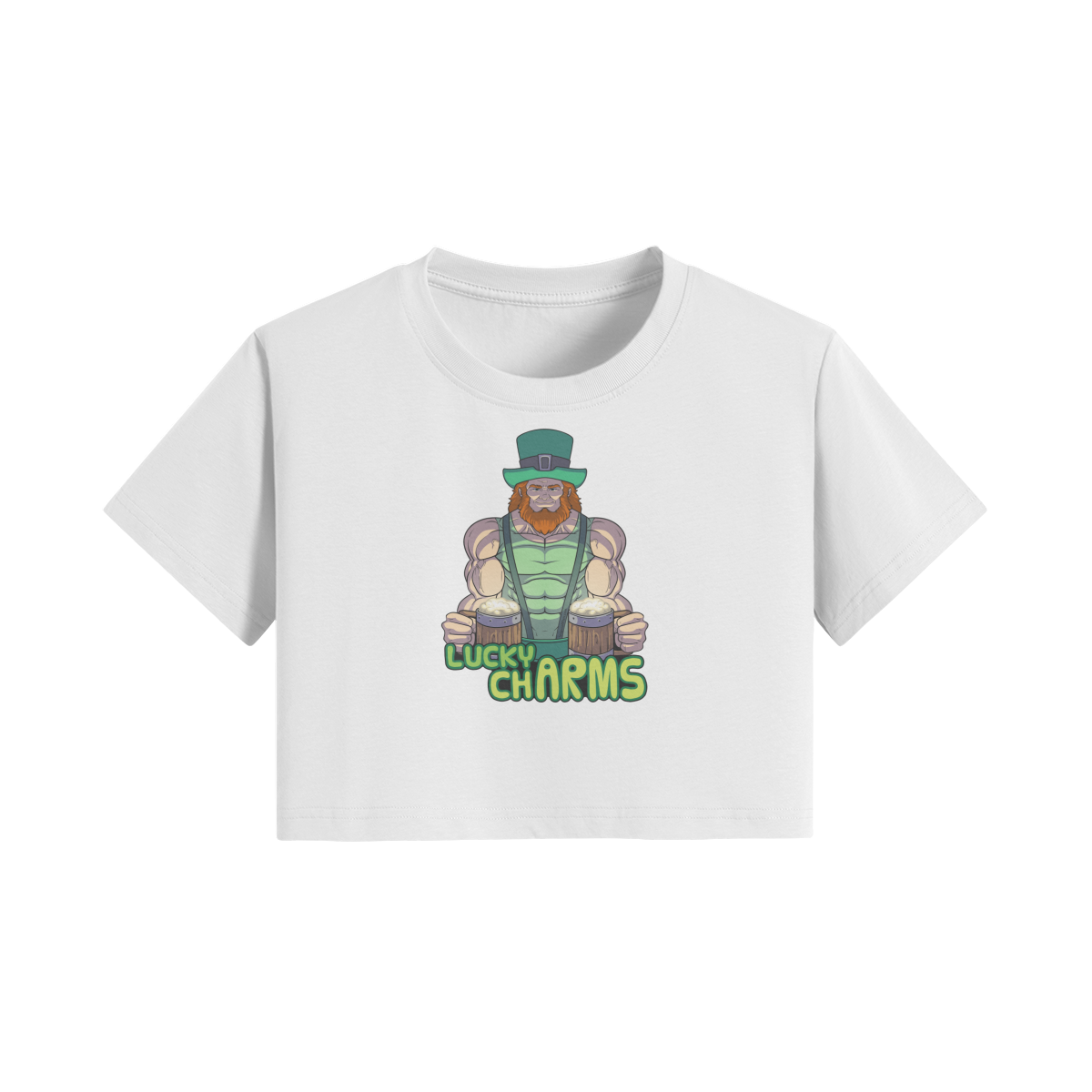 LUCKY CHARMS- Womens Crop Top-White-League of Lifters