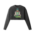 LUCKY CHARMS- Womens Long Sleeve Crop Top-Faded Black-League of Lifters