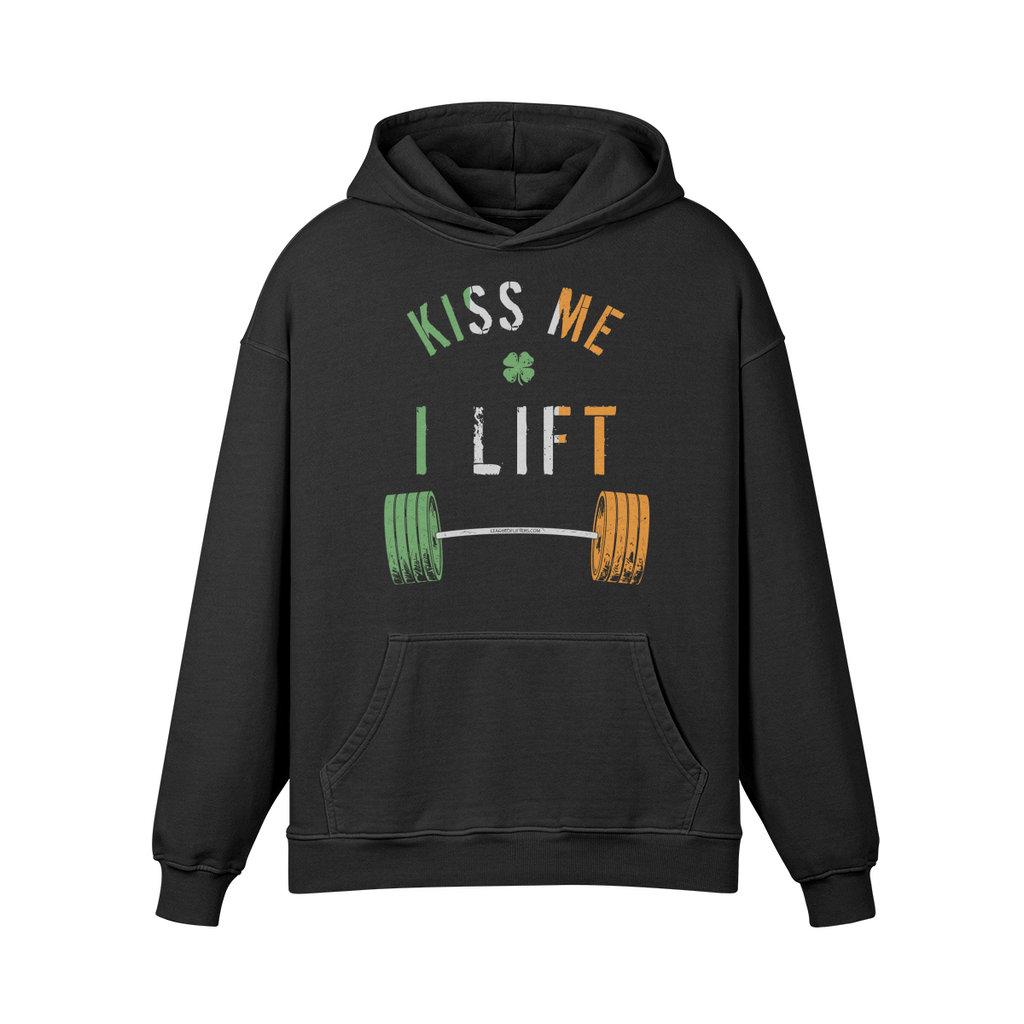 KISS ME I LIFT- Oversized Hoodie-Faded Black-League of Lifters