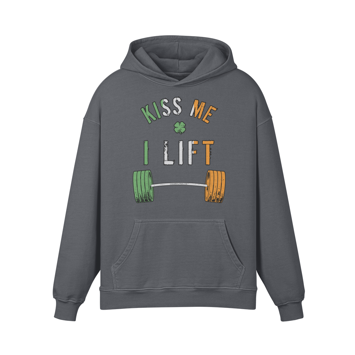 KISS ME I LIFT- Oversized Hoodie-Carbon Gray-League of Lifters