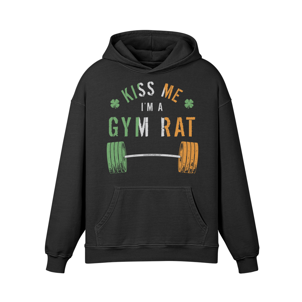 KISS ME I'M A GYM RAT- Oversized Hoodie-Faded Black-League of Lifters