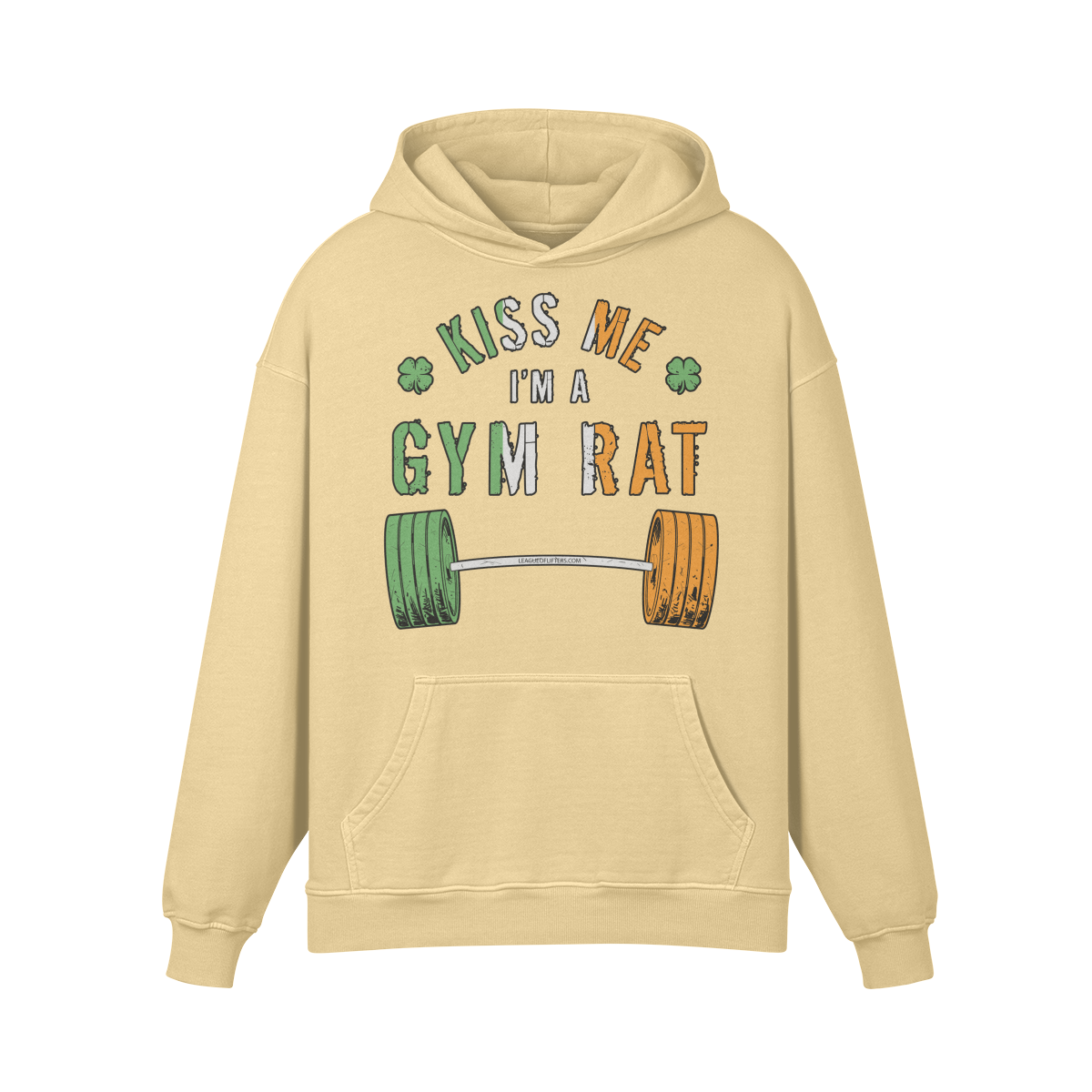KISS ME I'M A GYM RAT- Oversized Hoodie-Desert Sand-League of Lifters