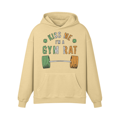 KISS ME I'M A GYM RAT- Oversized Hoodie-Desert Sand-League of Lifters