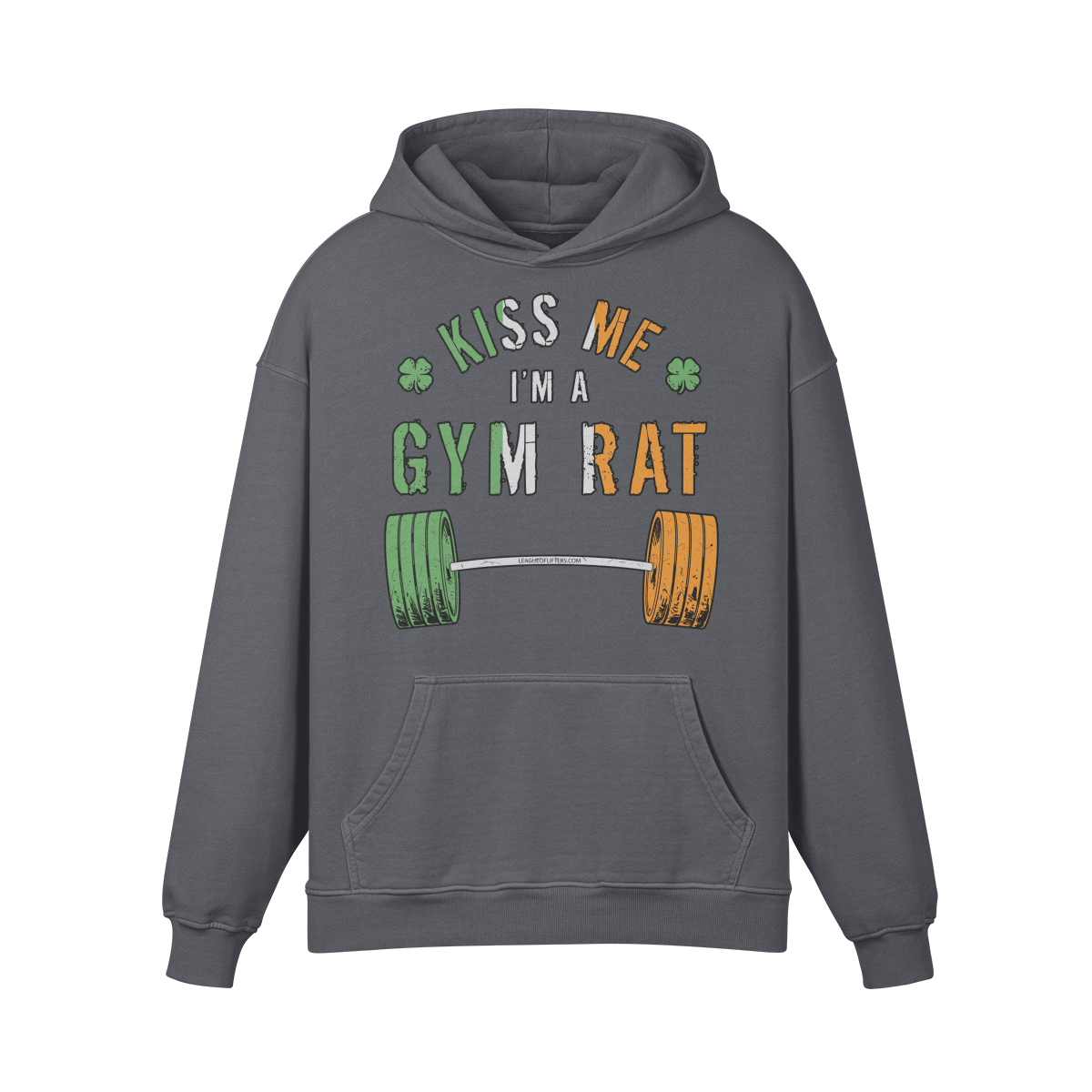 KISS ME I'M A GYM RAT- Oversized Hoodie-Carbon Gray-League of Lifters