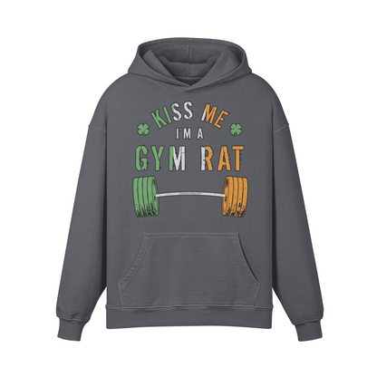 KISS ME I'M A GYM RAT- Oversized Hoodie-Carbon Gray-League of Lifters