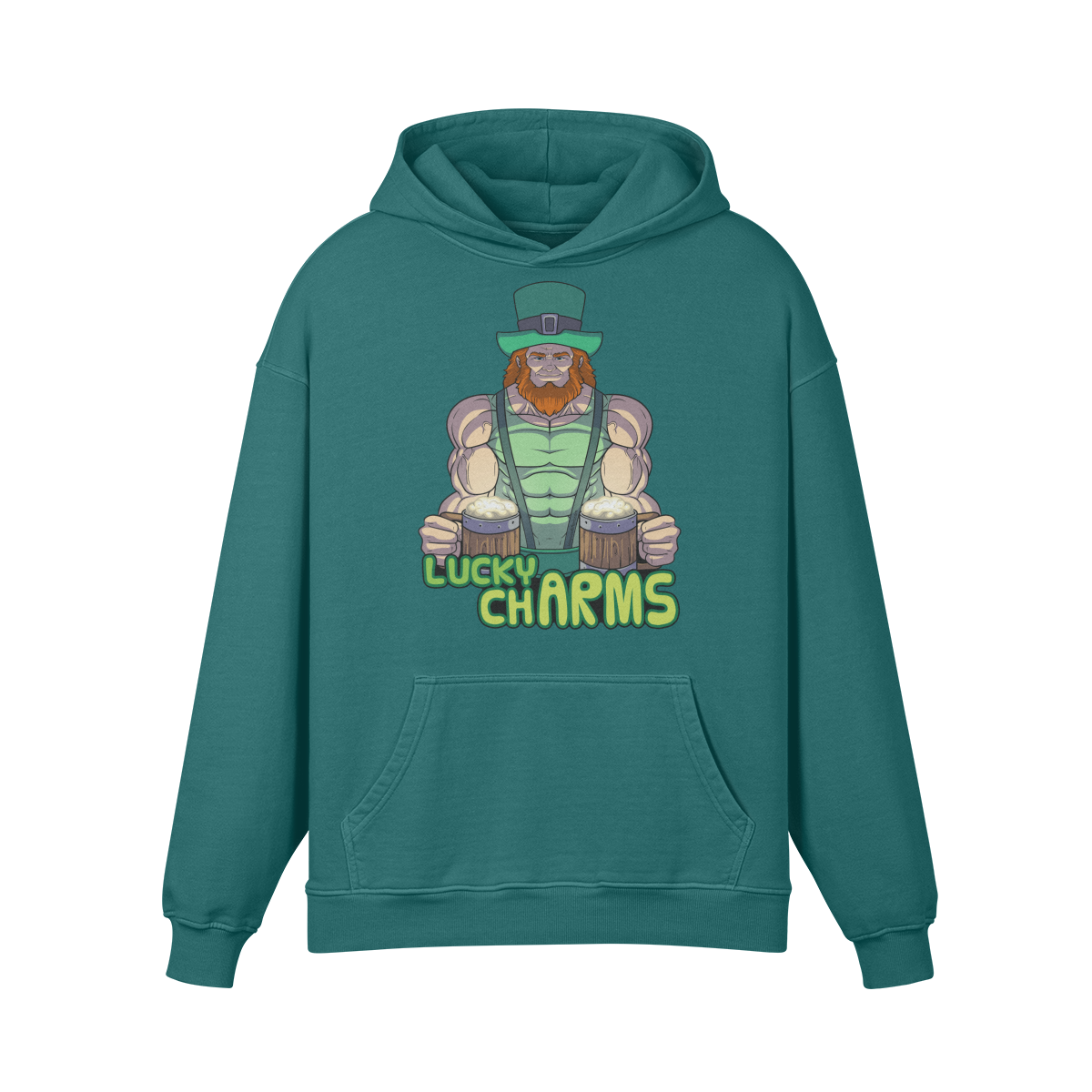 LUCKY CHARMS- Oversized Hoodie-Blueish Green-League of Lifters