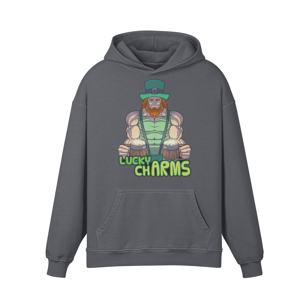 LUCKY CHARMS- Oversized Hoodie-Carbon Gray-League of Lifters