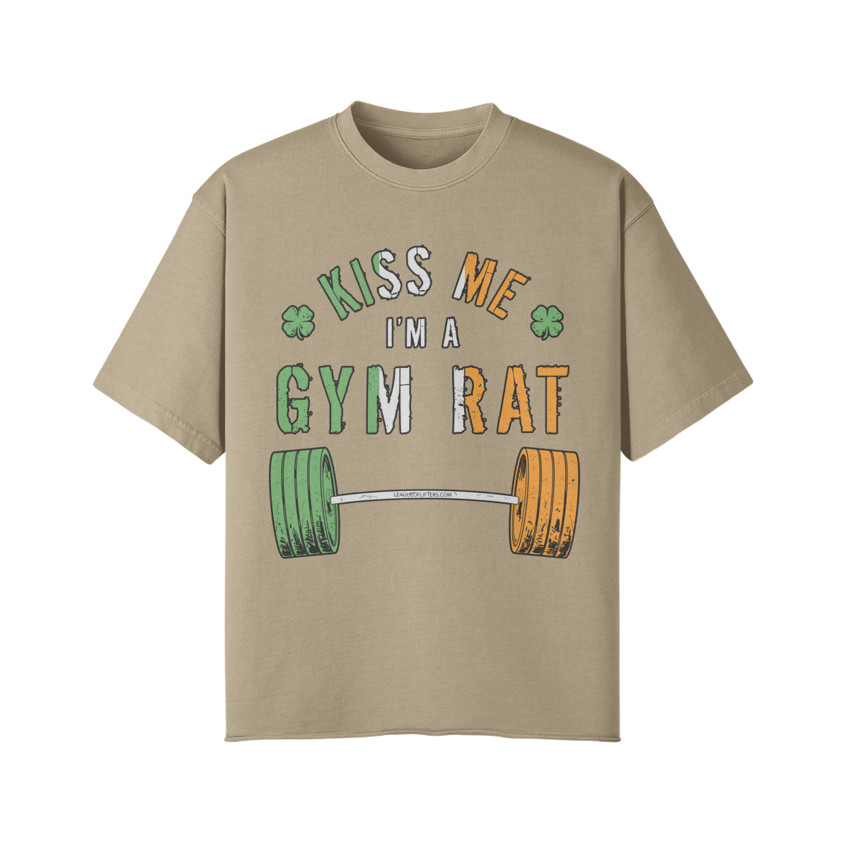KISS ME I'M A GYM RAT- Pump Top-Khaki-League of Lifters