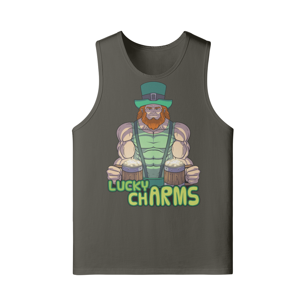 LUCKY CHARMS- Tank Top-Charcoal Grey-League of Lifters