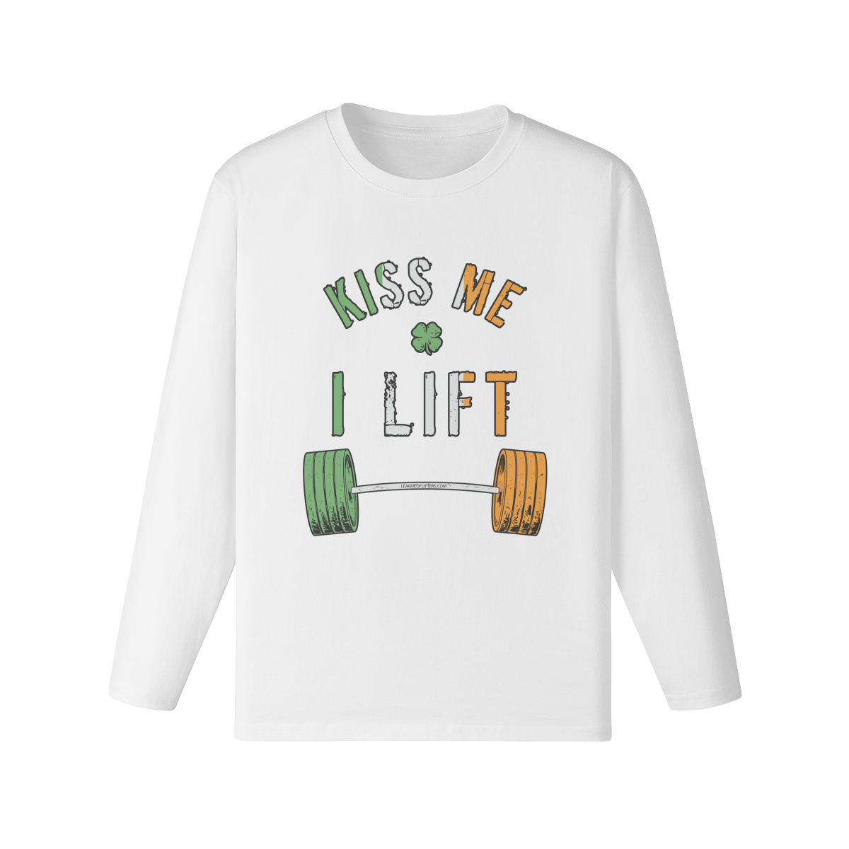 KISS ME I LIFT- Classic Long Sleeve Top-White-League of Lifters